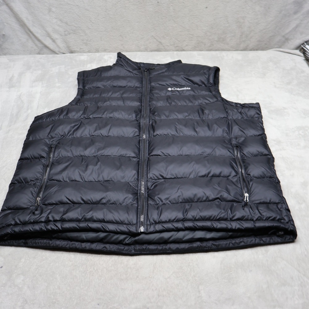 Columbia Vest Mens XXL Black Insulated Full Zip Light Pack New Discovery Puffer